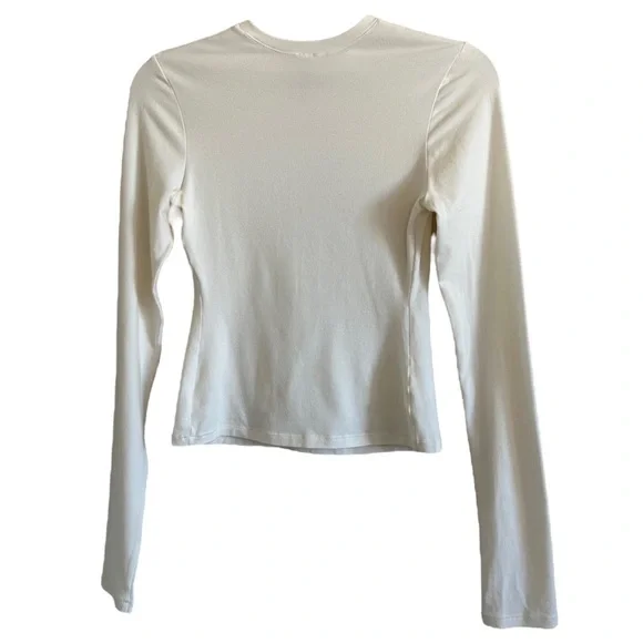 SKIMS Cream Ivory Crewneck Long Sleeve Tshirt Top Small - Picture 9 of 12